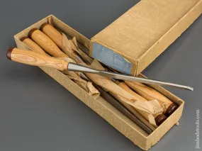 Six 1/4 inch JAMES SWAN No. 1230 Socket Firmer Gouges MINTY in Original Box - 79543